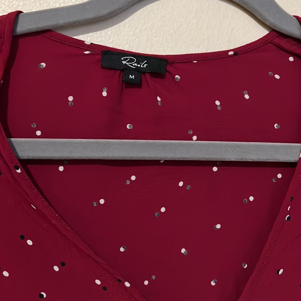 Rails Beaux Dot Print Button-Front Peplum Top In … - image 2